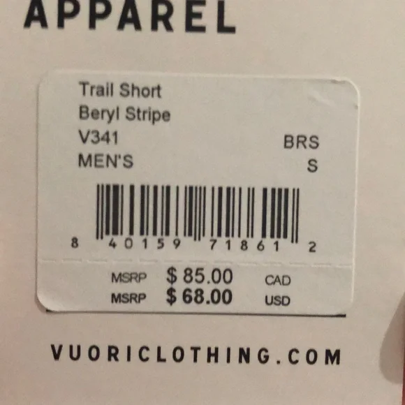 NWT 💥 LAST ONE - S | Vuori / Trail Short - Beryl Stripe - Picture 7 of 14